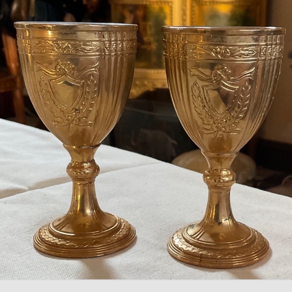 Vintage Corbell & Co. Gold Plated Mini Cordials Liqueur Set 2 Goblets 3.5” - Picture 2 of 9
